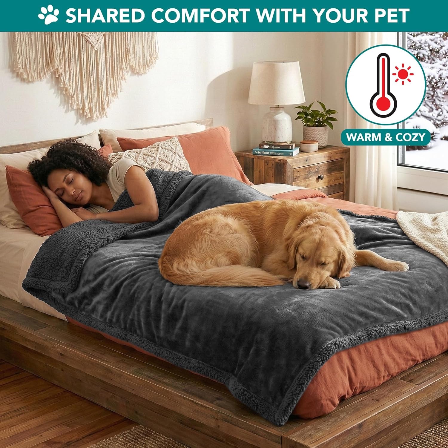 Dog Blanket for Small Medium Dogs, Pet Bed Blanket Cat Puppy Kitten, Fleece Furniture Couch Cover Protector Sofa Car, Soft Sherpa Dog Throw Plush Reversible Washable, Mini 29X40 Solid Dark Gray